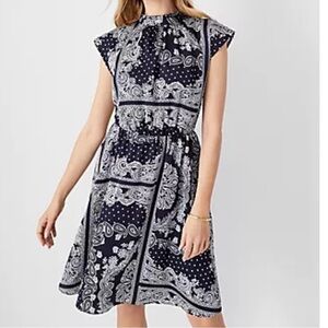 NWT. Ann Taylor Bandana Tapestry Patterned Flare Dress